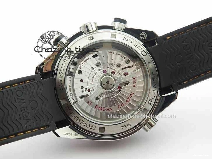 0115 Planet Ocean Master Chrono 45mm SS OM 1:1 Best Edition Black Dial Orange 12 On Rubber Strap A Durable 8169